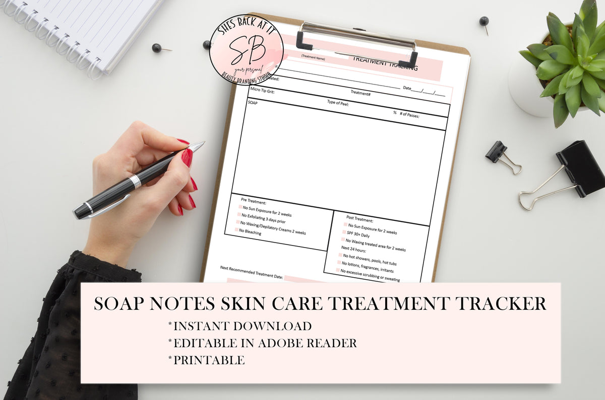 Esthetician SOAP Notes | ShesBackAtIt | Printable Spa, Salon and ...