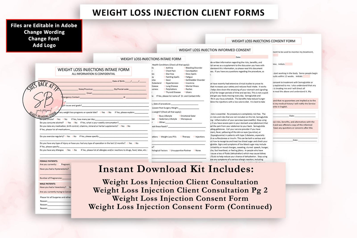 Semaglutide Weight Loss Injection Intake Form | ShesBackAtIt ...